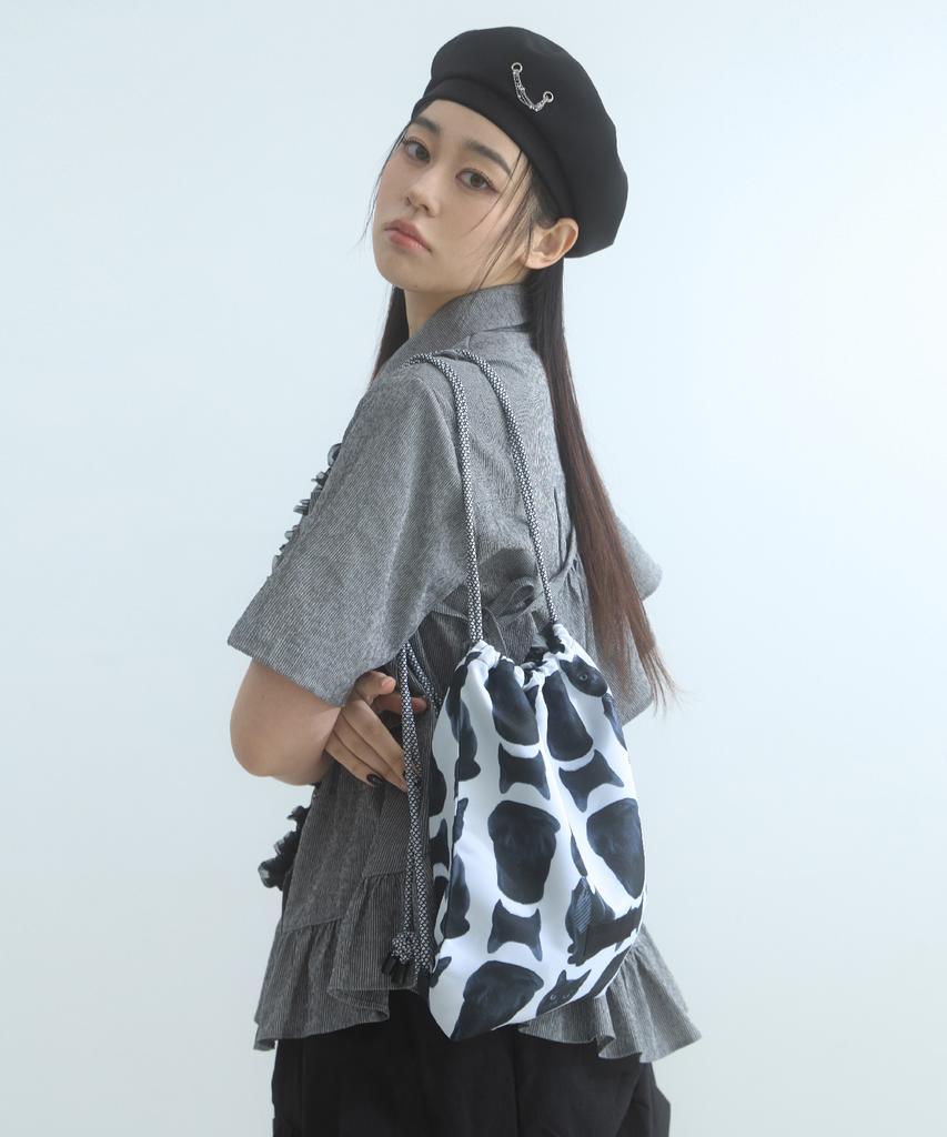 Moiremoa City Feline String Bag-Black