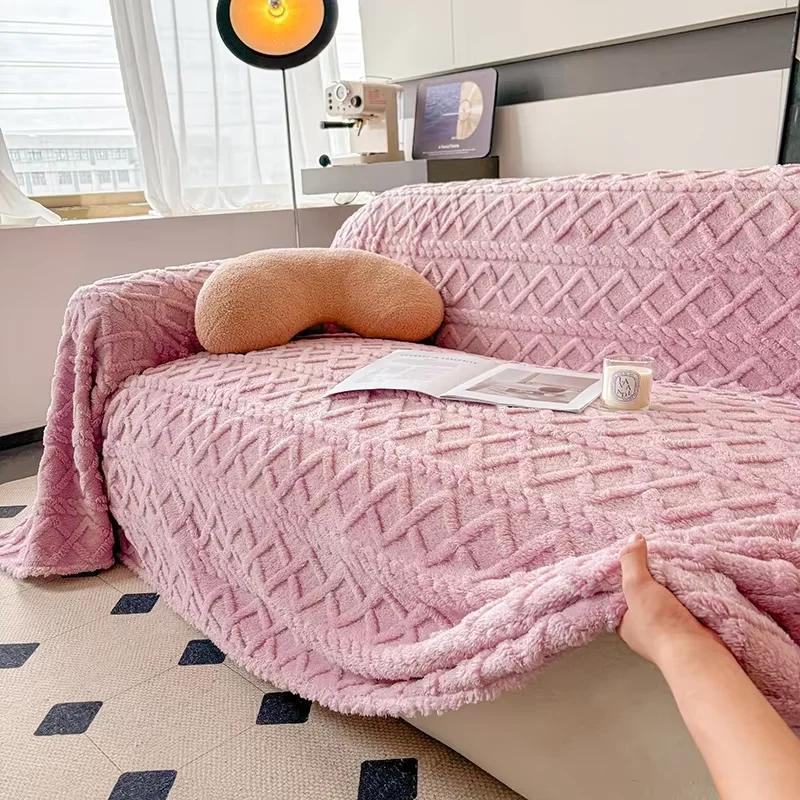 Coperta Super Calda per Divano Coperta da Divano in Pile Corallo Asciugamano per l'Inverno Morbido Spesso Copridivano per Soggiorno Copridivano per Divano 1/2/3/4