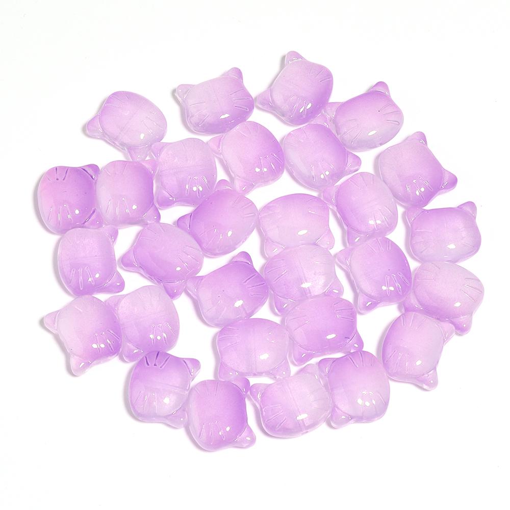 30Pcs Cat Head Glass Beads Cute Cartoon Kitten Lampwork Loose Bead for Jewelry Making Accessories DIY Bracelet Necklace Pendant