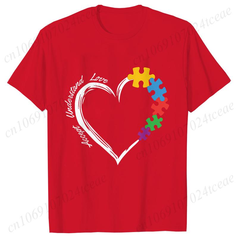 

New Tshirts for Unisex Fashion Autism Love Print Unisex T Shirt Y2K Tops Streetwear Clothes Autism Awareness T Shirt Female Tees S