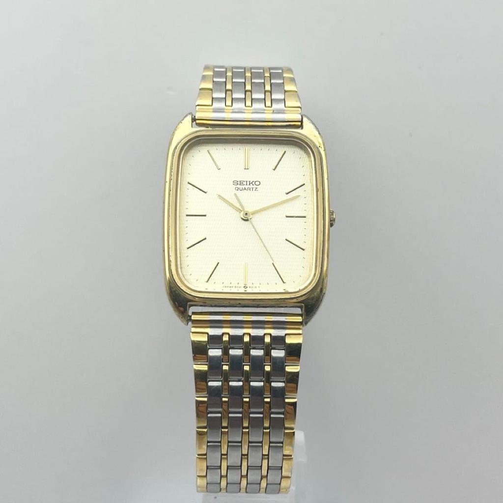 Used 80s Vintage Seiko Tank Watch, Rectangular, Working Condition, Vintage Gold, Square