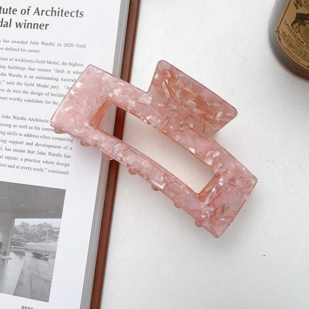 French Style Rectangular Hollow Hair Claw Colorful Shark Clip Acetic Acid Hair Clip  Travel