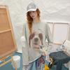 UNIFREE Cute Animal Print Lace Trim T-Shirt