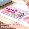 Portable Manicure Pedicure Nail Care Kit, 5Pcs Nail Clipper Foot File Cuticle Pusher Toe Separators with Bag