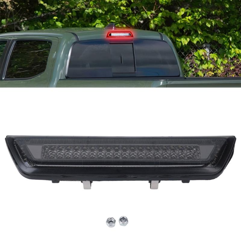 12V Rear Brake Signal Light, 5W LED Design with Matching Mounting Clips, Black PC Housing, Smoked Lens, and High Mounted Placement