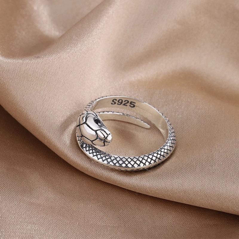 925 Sterling Silver Rings for Women Men Couple Minimalist Handmade Simple Snake Ring Party Jewelry Gift Prevent Allergy