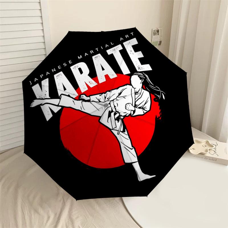 

1PC Karate Japanese Umbrella-8-Rib Reinforced, Automatic Open, Lightweight & Durable, Cute Fashion Accessory for Outdoor, Beach, or Casual Use, Beach