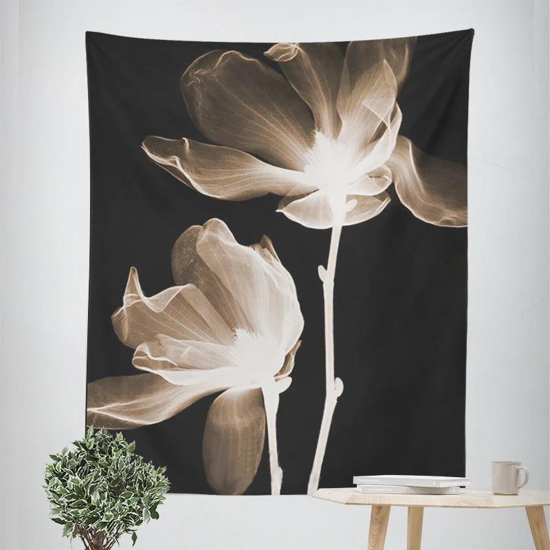 Simple Golden Floral Decorative Tapestry Home Wall Decor Office Living Room Tapestry