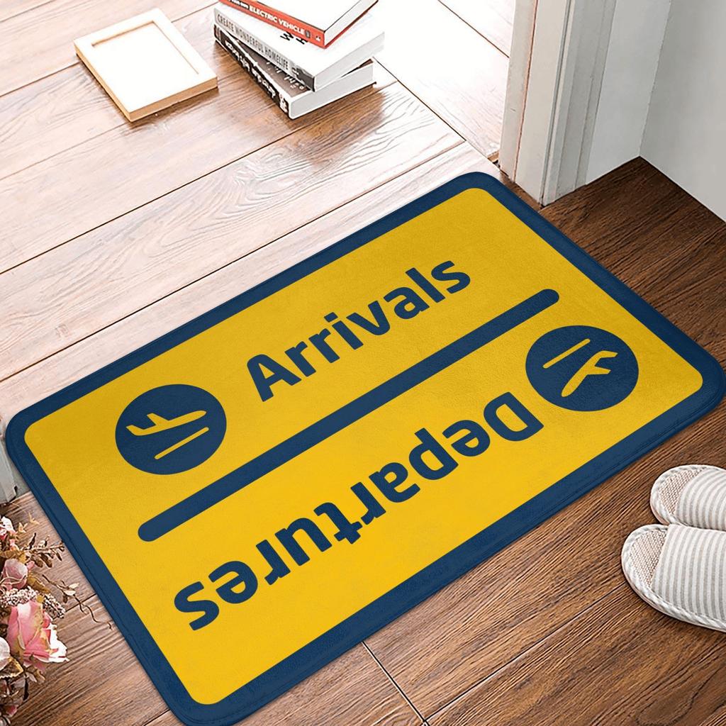 Aviation Airplane Departures Arrivals Floor Door Bath Kitchen Mat Anti-Slip Outdoor Doormat Garden Entrance Rug Carpet Footpad