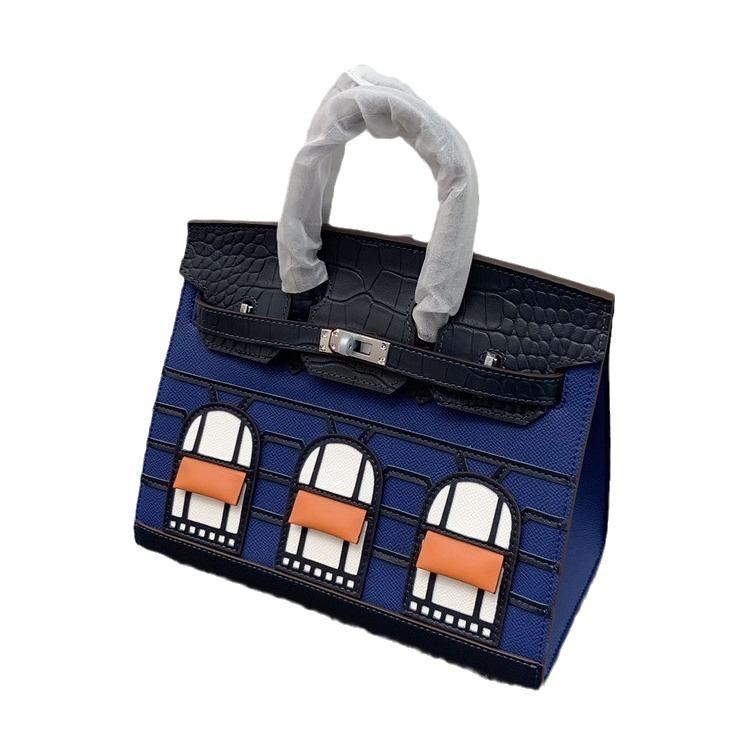 2026 Neues Palmenmuster mit Krokodilleder-Kombinationsfarbe Kleines Haus Platin-Tasche Mode Handtasche Schrägband Damen