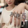Stylish Open Ended Ring Set with Rhinestones Adjustable 2025 Digital Combination Finger Ring New Year Accessories