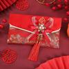 New Year Blessing Words Brocade Red Envelope Brocade Cloth Tassel New Year Money Bag  Party Gifts