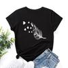 Cotton T-Shirt Short Sleeve Round Neck Women 2d Print Tops