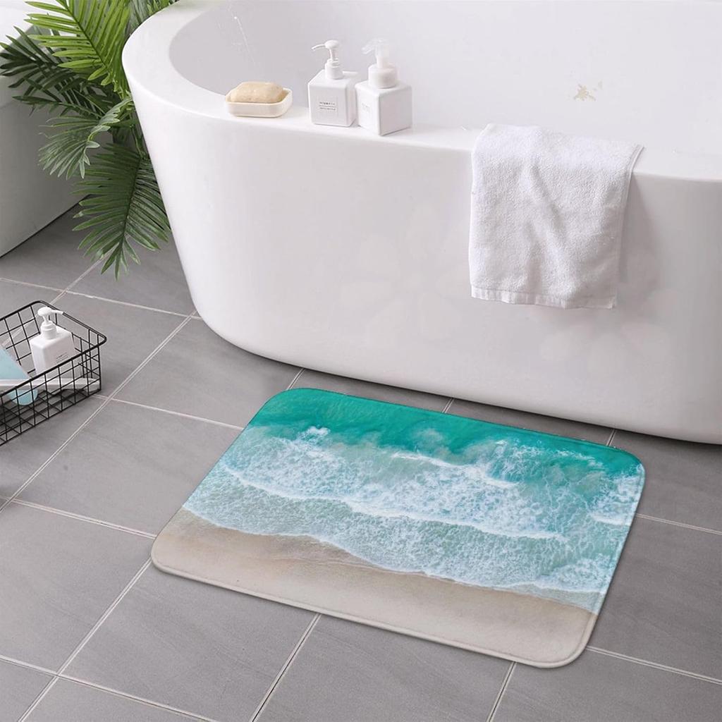 Nautical Coastal Beach Waves Entrance Doormat Home Decor Kitchen Hallway Balcony Rugs Bathroom Anti-slip Mat Foot Pad