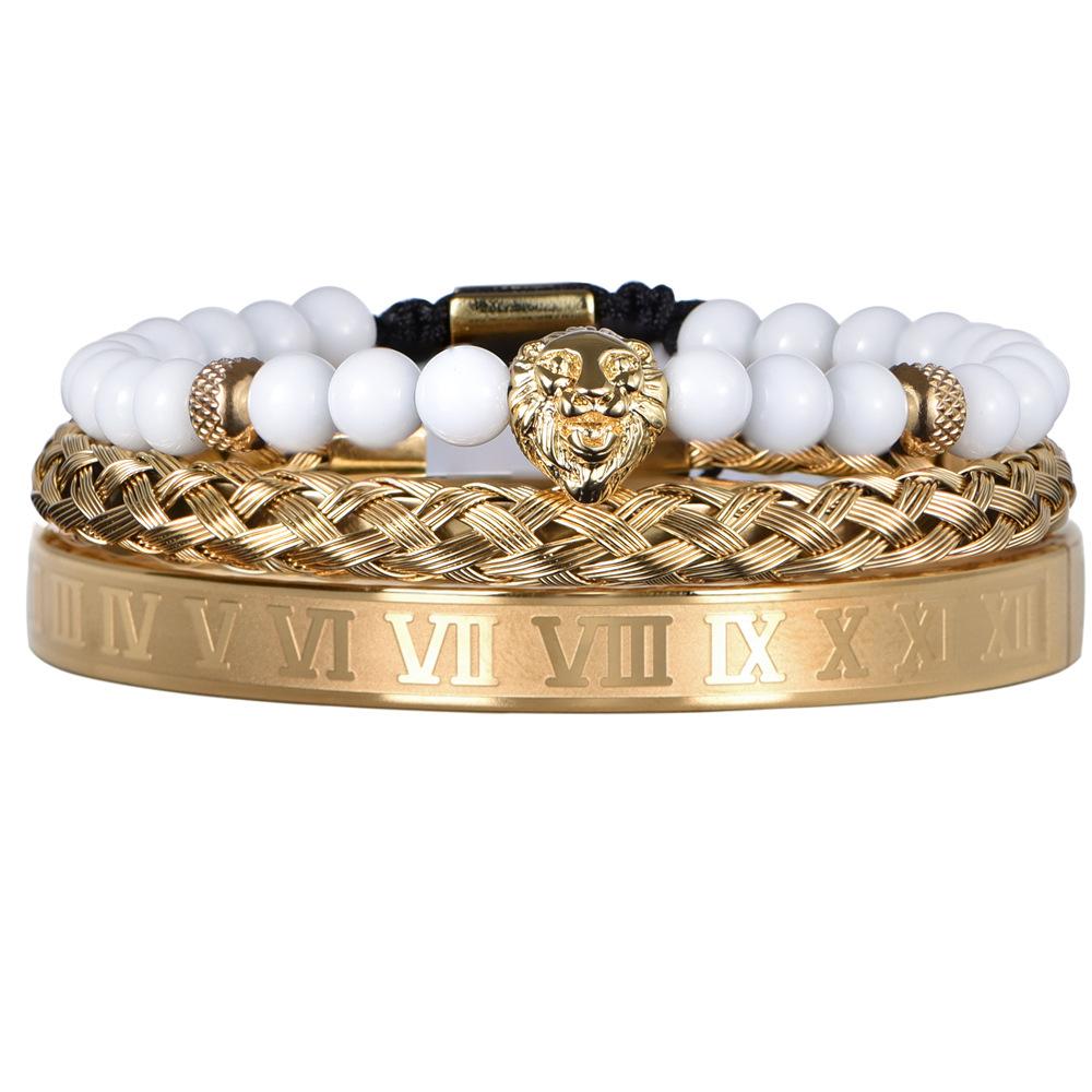 2026 White Bead Crown Bracelet Set Epoxy Roman Numeral Bracelet Set