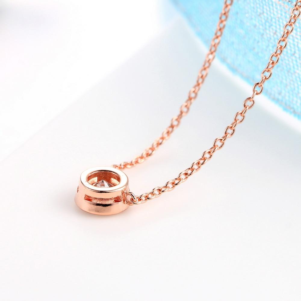 Semplici Collane con Ciondolo Rotondo Piccolo Ragazze Tono Oro Rosa Cristallino Colorato Per Donne Catena al Collo Gioielli Ciondolo Trendy