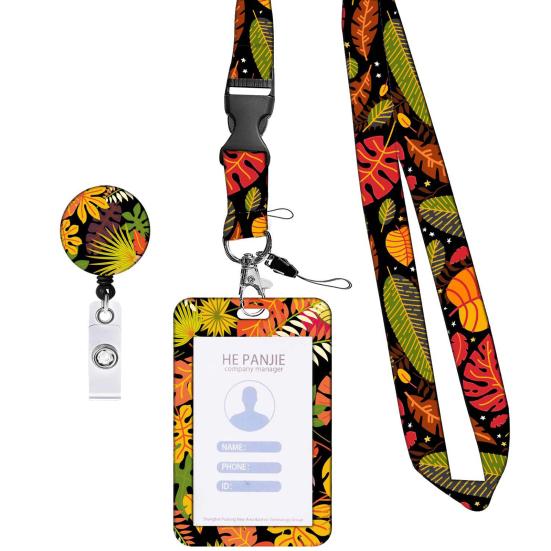 Badge Holder with Retractable Reel Clip And Lanyard ID Card Holder for Nurses Teachers Students Worker
