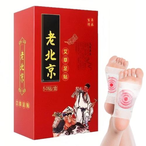 50 Sheets (25 Uses) Bamboo Vinegar Foot Patches for Moxibustion, No Fire, Beijing Traditional Chinese Medicine Foot Patches, Sennen Moxibustion, Foot
