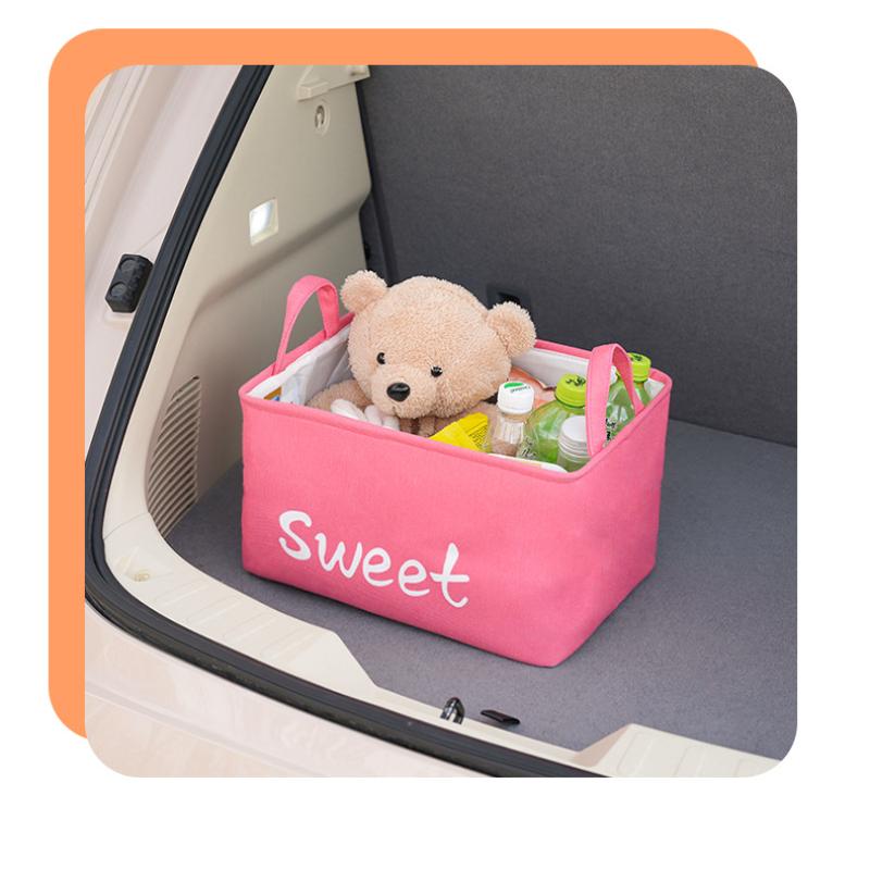 Cartoon Auto Kofferraum Aufbewahrungsbox Großes Fassungsvermögen Mehrzweck Aufbewahrungskorb mit Griff für Fahrzeugorganisation