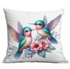 New Vintage Gold-plated Flower Hummingbird Print Pillowcase Home Sofa Cushion Pillowcase