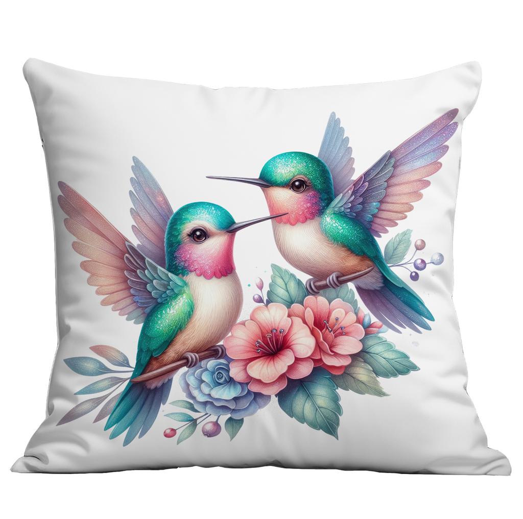 New Vintage Gold-plated Flower Hummingbird Print Pillowcase Home Sofa Cushion Pillowcase