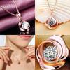 Women's Necklace with Single Diamond and CZ Diamond Flower Design (Pink Gold)