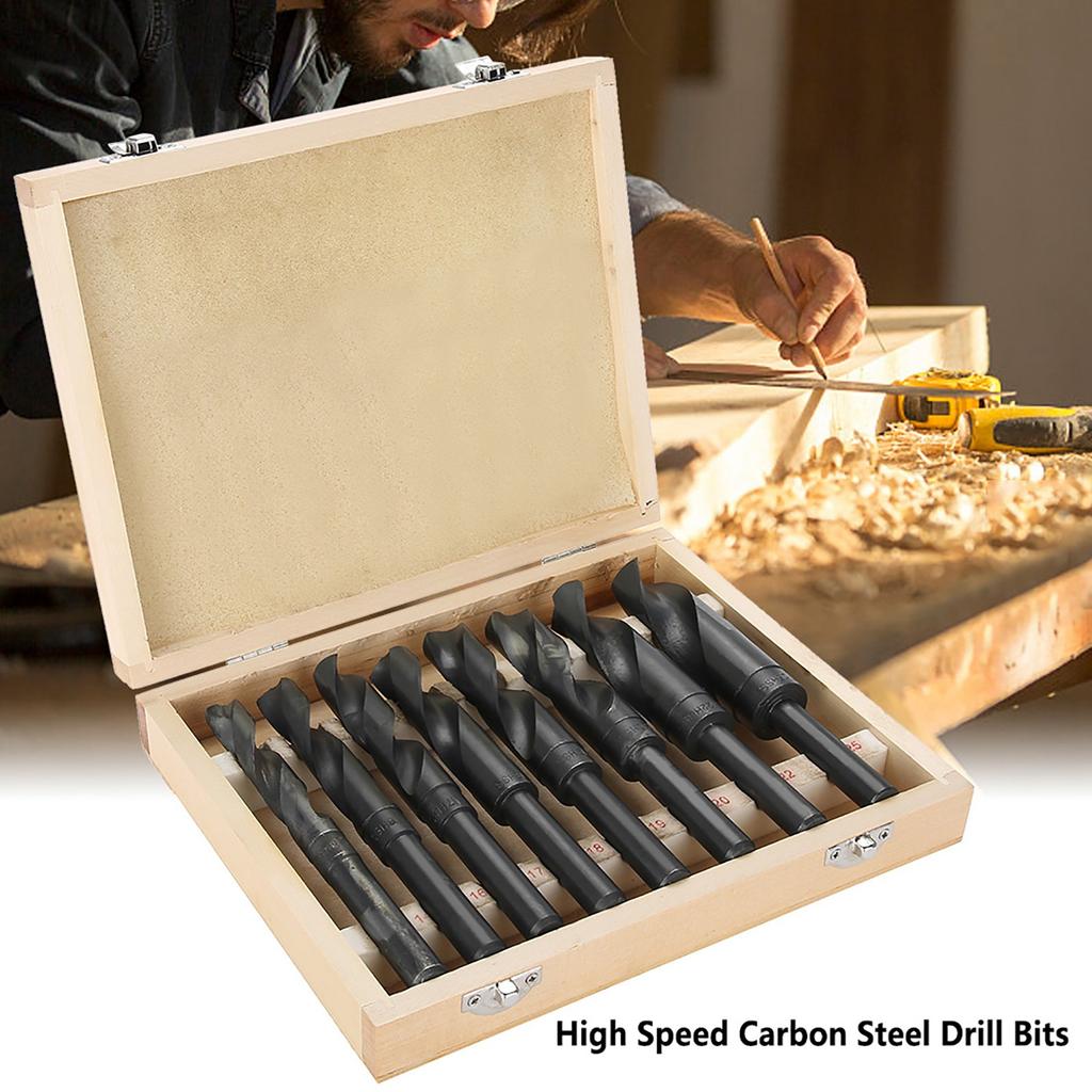 High Speed Carbon Steel Drill Bits, Packaged in Wooden Case, Suitable for Drilling Most Metals, Face Milling Machining with Drill Bit