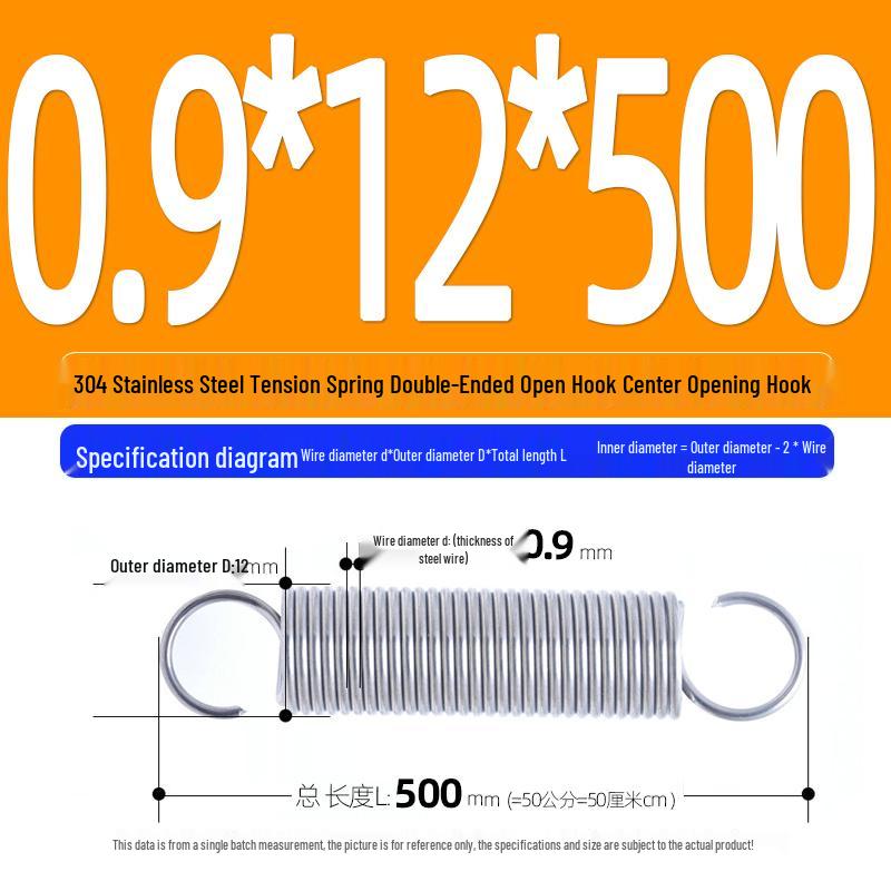 Arc de extensie din oțel inoxidabil 304 de 500 mm cu cârlige deschise și inel cu buclă dublă, personalizabil.
