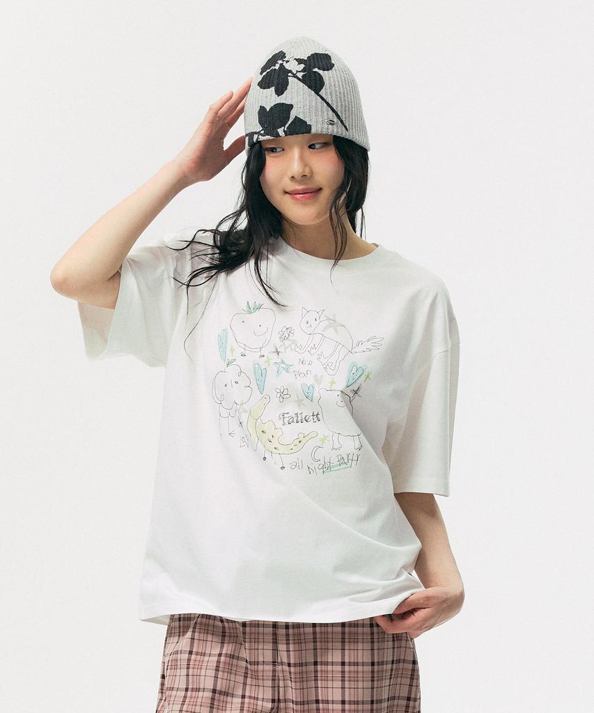 FALLETT Drawing Fruit Short Sleeve T-Shirt White