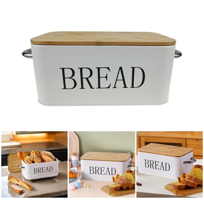 Modern Bread Cases Kitchen Organization Contemporary Bread Storage Organizers Metal Loaves Container with Bamboos Accent