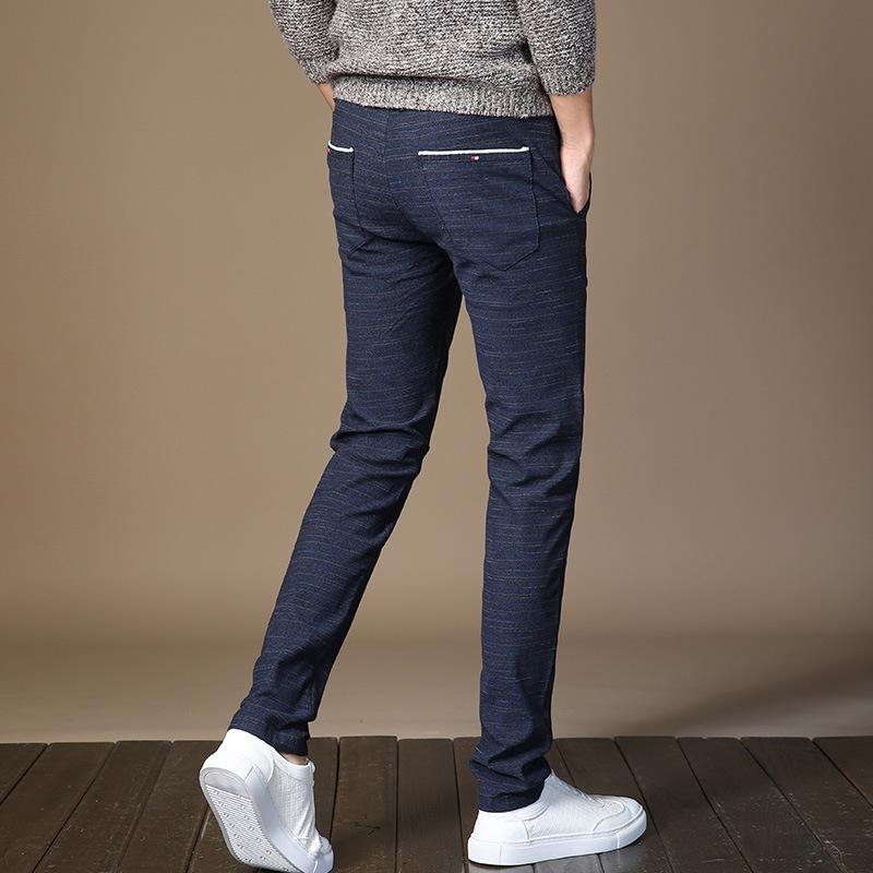 Summer New Korean Version of The Young Men's Trousers Fashion Men's Elastic Casual Trousers Slim Small Straight Trousers