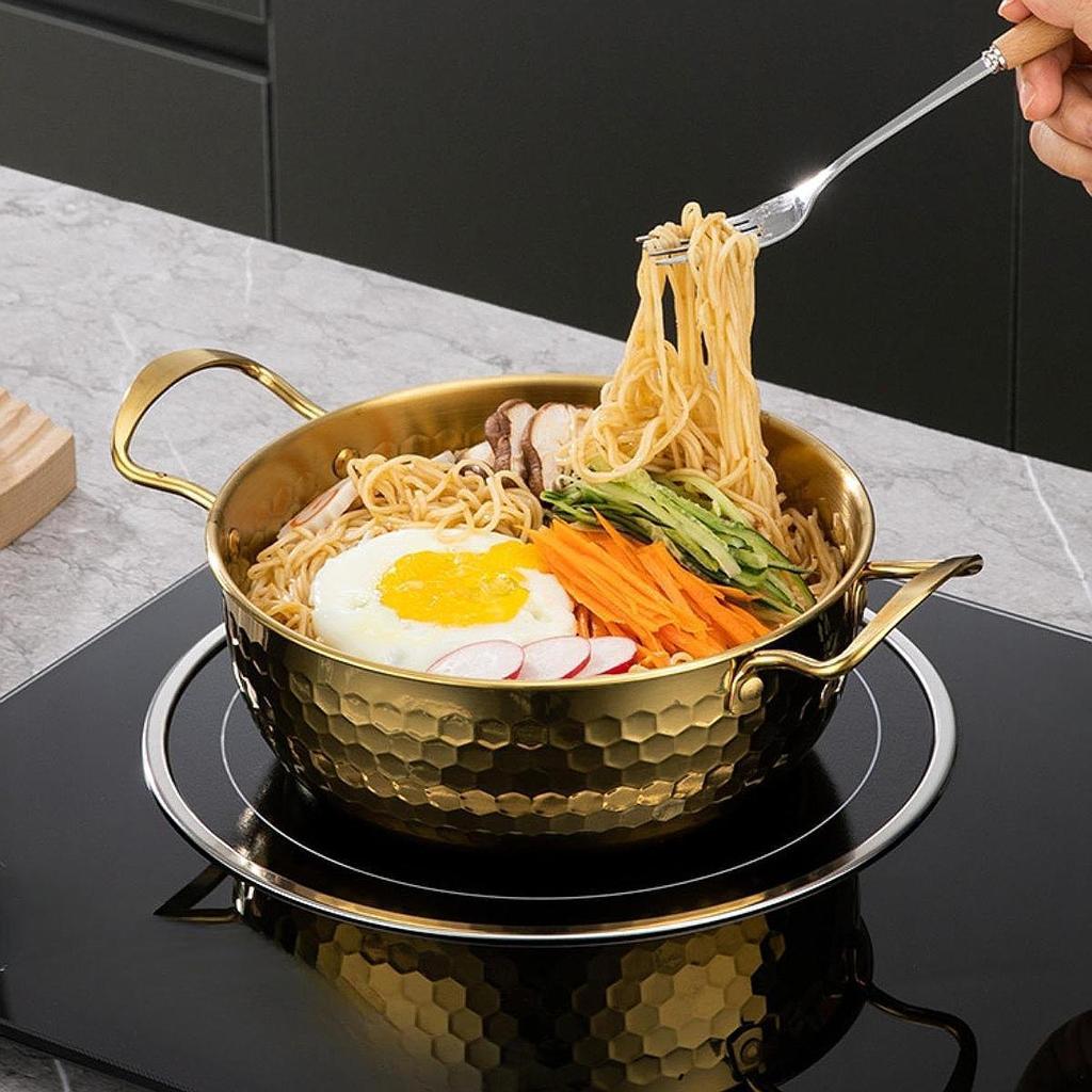 Korea Ramen Pot Instant Noodle Fast Heating Pan Dry Pots Double Ear Seafood Stainless Steel