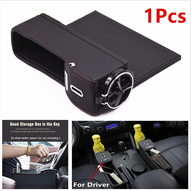 Premium Pu Leather Car Seat Storage Box Stylish Coin Collector And Cup Holder
