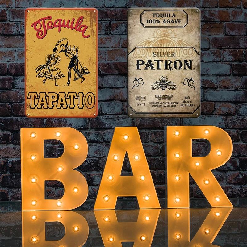 Tequila Whisky Tin Sign Metal Sign Dekoracyjny Vintage Plate Decor Retro Plakietka do Baru Pub Man Cave Club Room Home Wall Decor