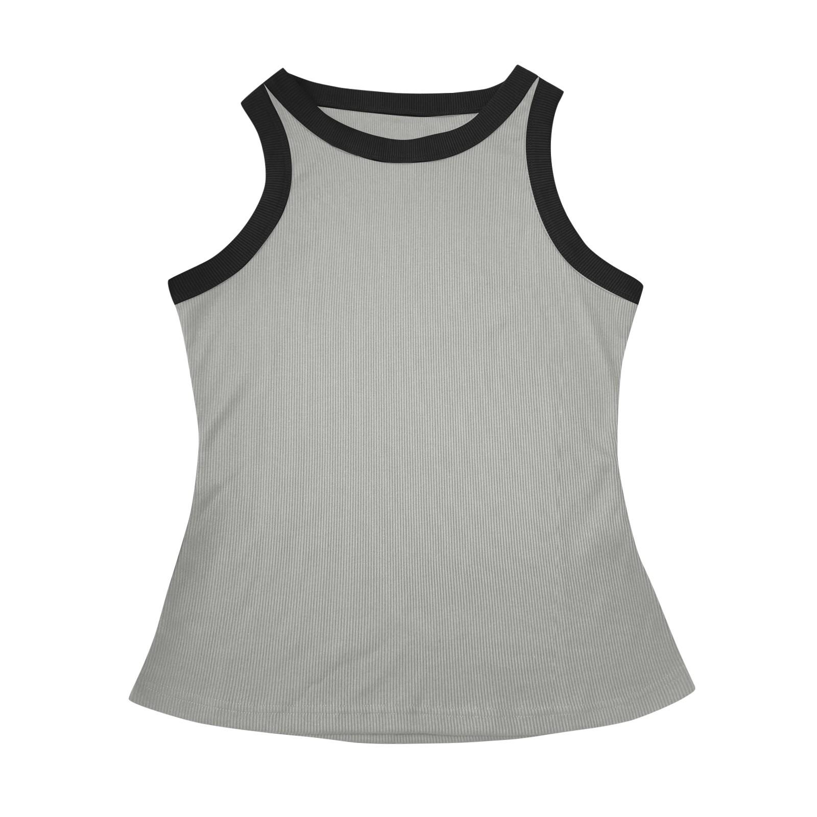 

Женская модная однотонная футболка с круглым вырезом, облегающий топ L серебряный