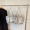 Korean Fashion Holographic Leather Womens Underarm Shoulder Bags Large Capacity Ladies Commute Shopping Bags Soft Tote Handbags