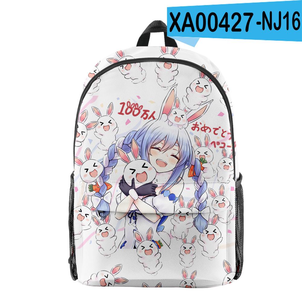 Classic HOLOLIVE VTuber Usada Pekora pupil Bookbag Notebook Backpacks 3D Print Oxford Waterproof Boys/Girls Travel Backpacks