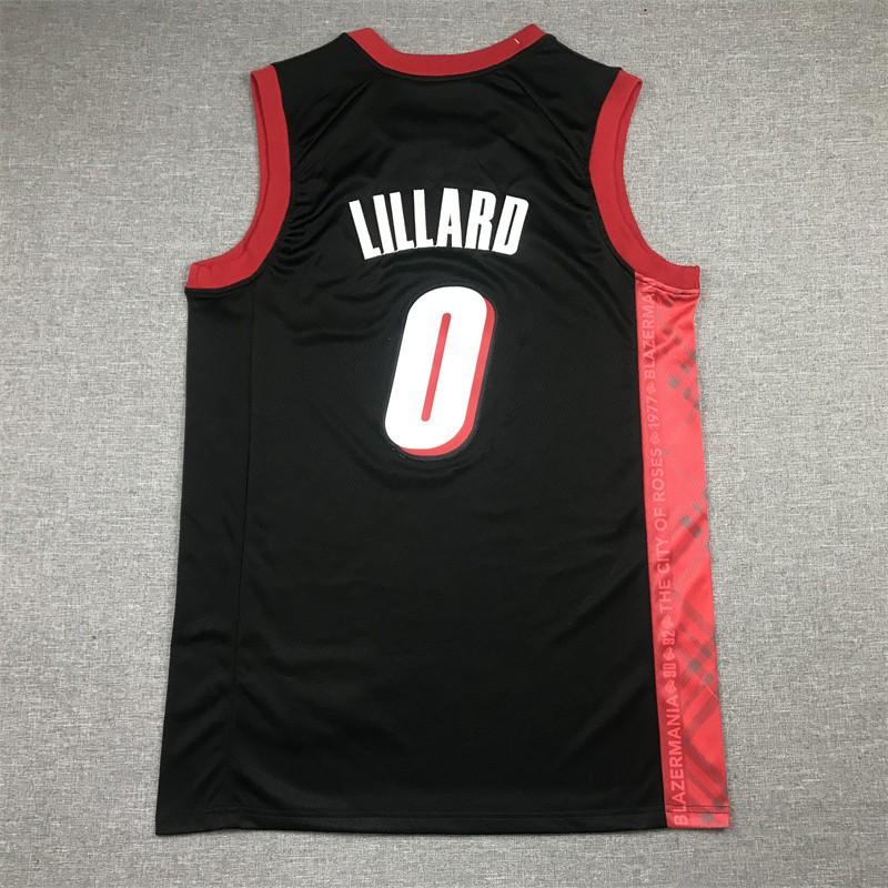 Nakışlı Portland Trail Blazers Damian Lillard 0 Basketbol Forması Erkek Kadın Nefes Alabilen Bambu Kömürü Lifi Spor Tişört