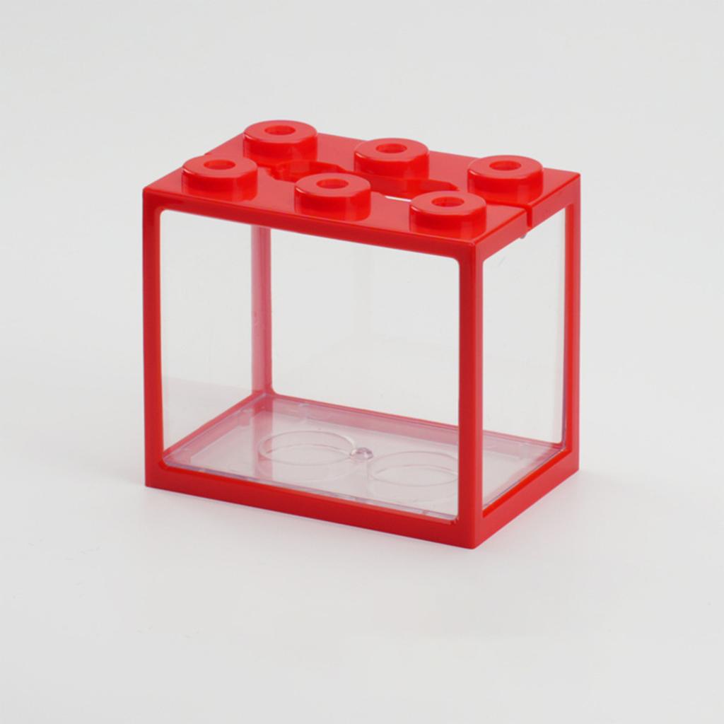 Mini Plastic Fish Tank Stackable Desktop Mini Aquarium Micro Aquatic Landscape Tank LED Light Decor Small Eco Cylinder Supplies