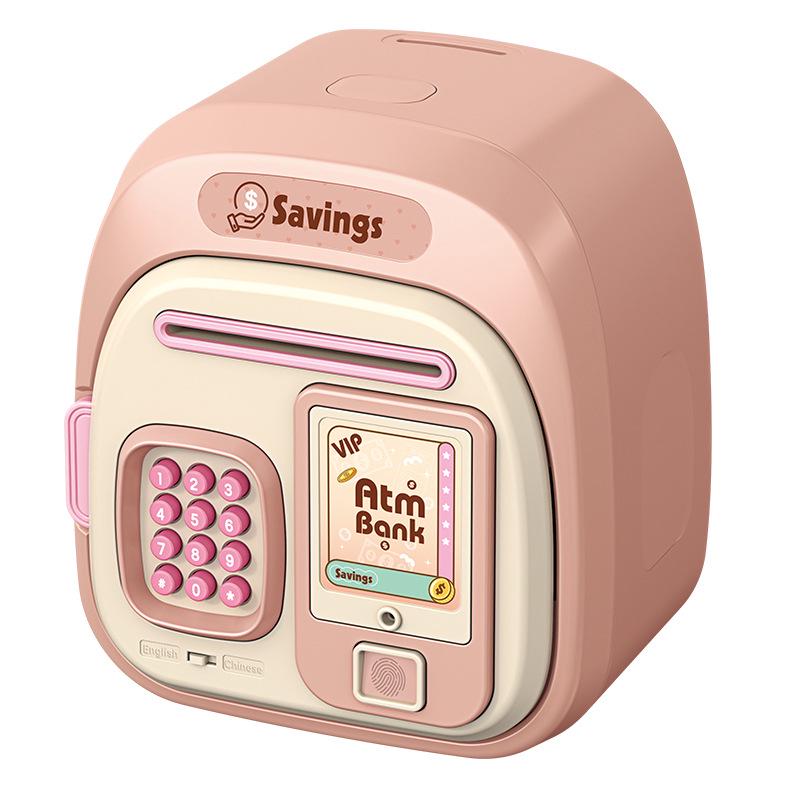 Kids' Cartoon Bear & Rabbit Piggy Bank with Password & Automatic Money Roller