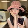 Checkered Korean Versatile Bowknot Fisherman Hat For Women Great For Sun Protection And Seasonal Wear