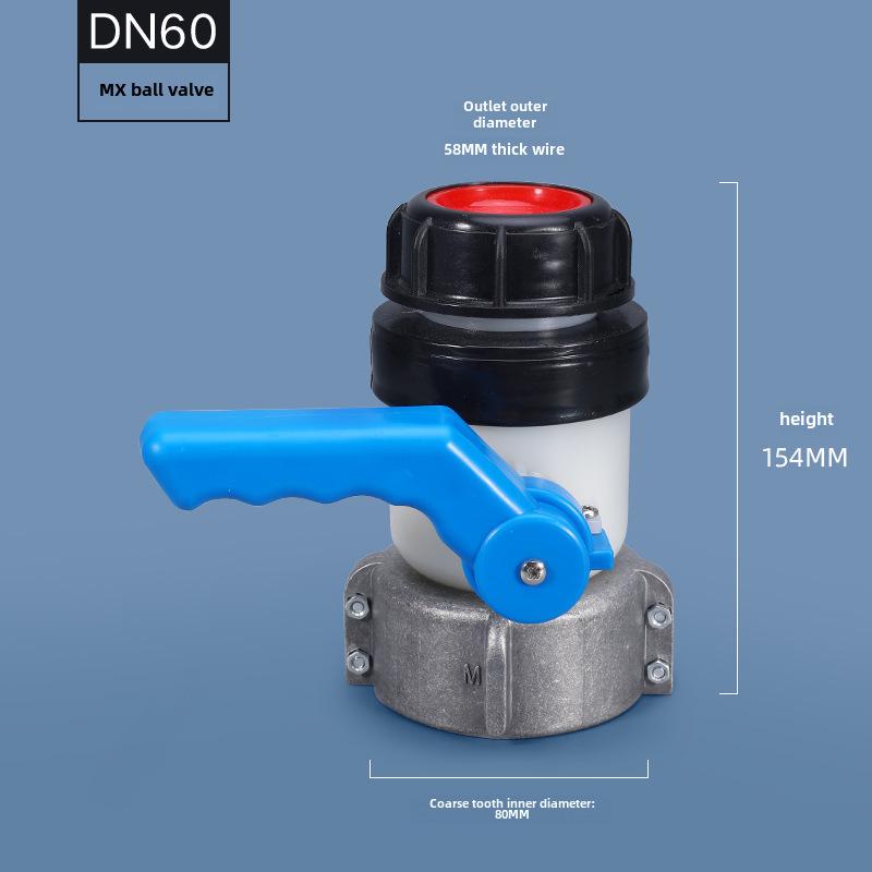 IBC 1-Ton Barrel Valve Set: Acid & Alkali Resistant Butterfly and Ball Valves, DN50, for Plastic Barrel Discharge.