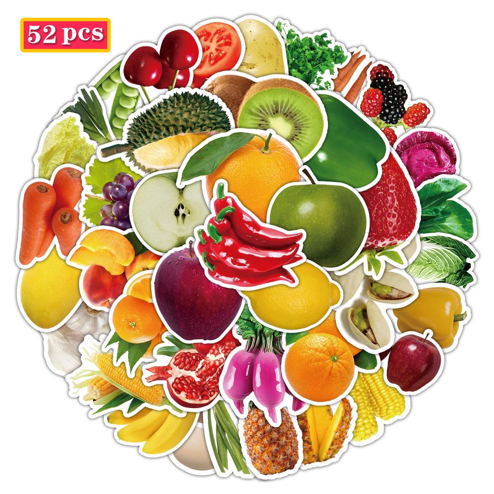 52PCS Cute Cartoon Fruit & Vegetable Reward Stickers for Kids, Decorative Laptop Stickers