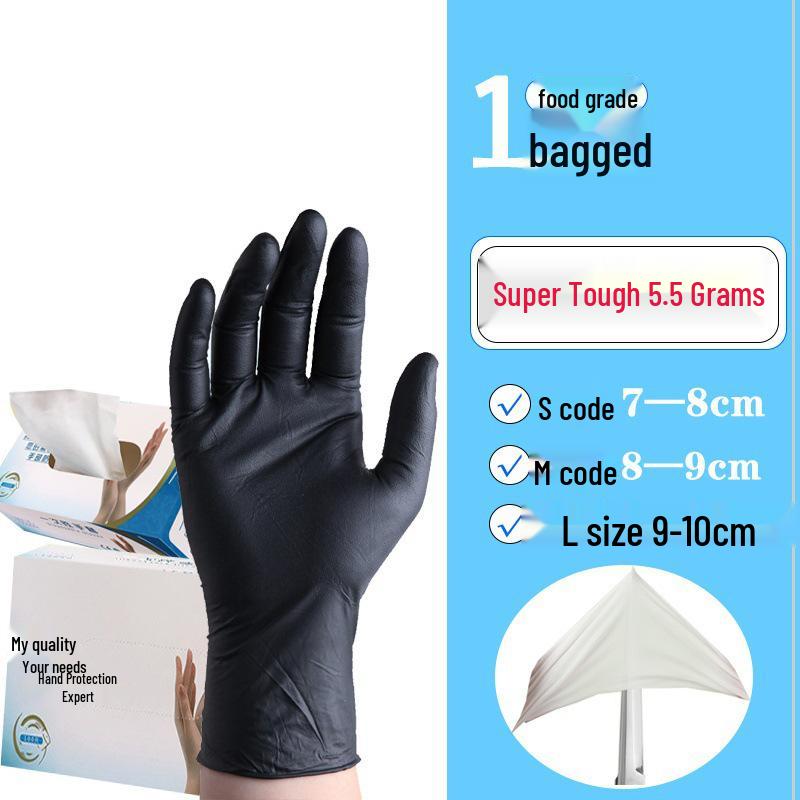 

9-дюймовые нитриловые перчатки пищевого класса - Высокоэластичные, масло- и износостойкие для общественного питания и индустрии красоты Black Composite Nitrile, Bag of 20, Size XL