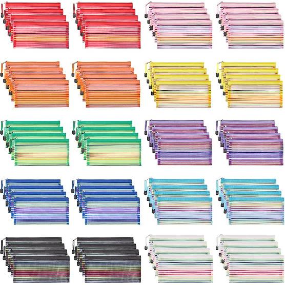 

JARLINK 40 штук 10 цветов сетчатые мешочки на молнии, сумки для хранения карандашей, многоцелевые мешочки для карандашей оптом для школьных и офисных принадлежностей, косметики для путешествий 40pcs