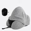 Travel Neck Pillow with Hood Memory Foam U-shaped Pillow with Adjustable Drawstring Breathable Neck Cushion for Airplane Car Long Flights Road Trips