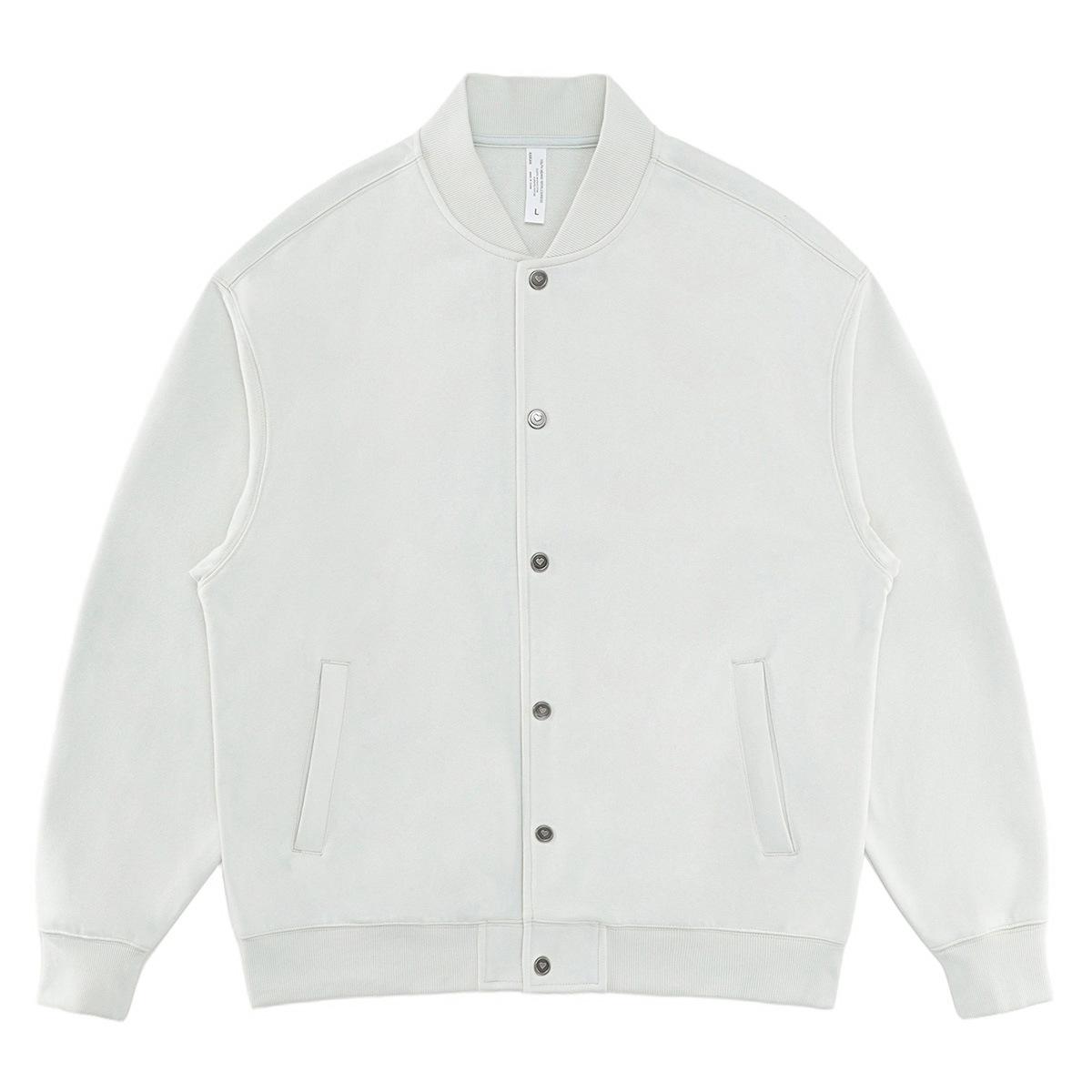 LVLV Green Unisex Retro Baseball Jacket | Loose Trendy Terry Sweatshirt Design Outerwear XL