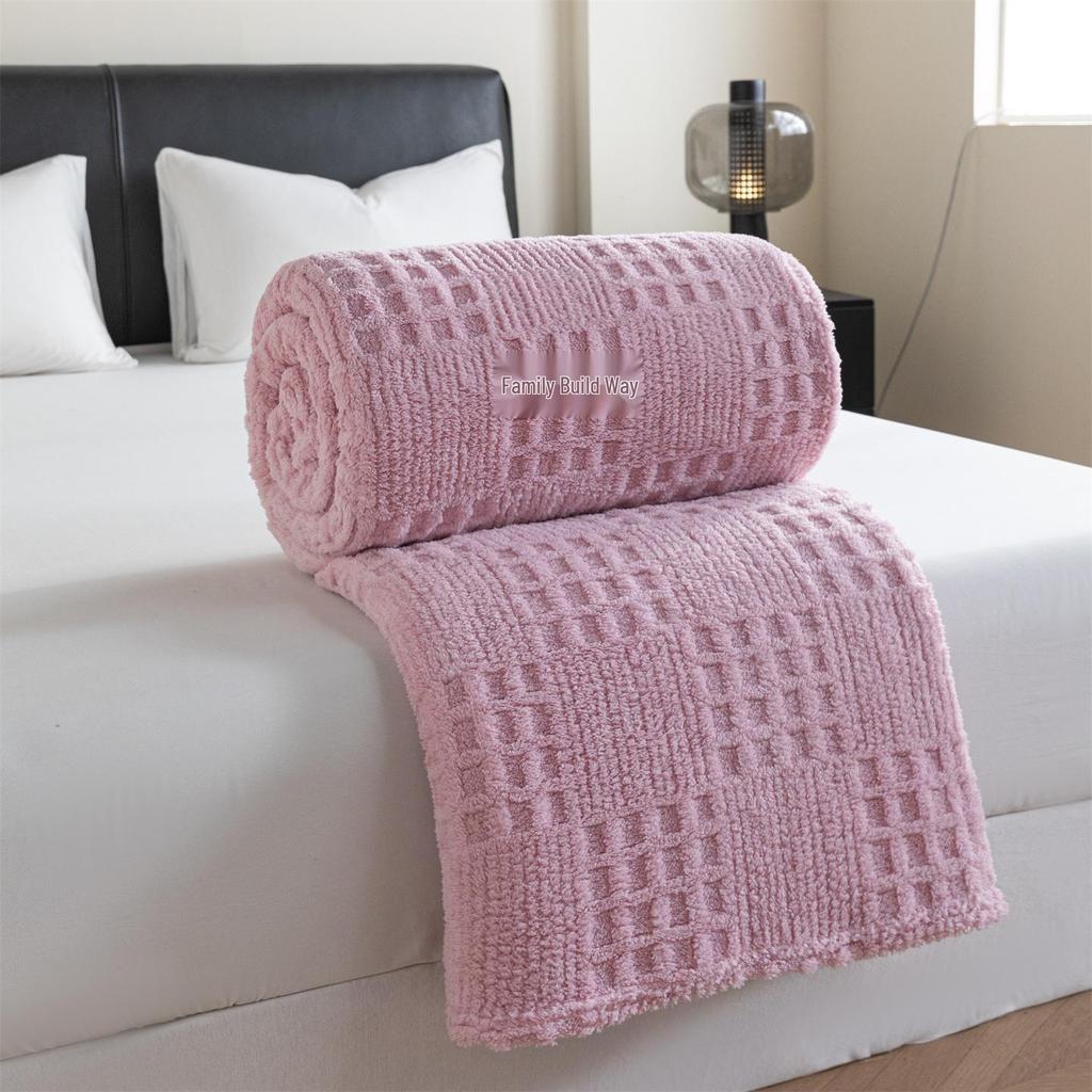 Taffeta Solid Color Fleece Waffle Jacquard Blanket - Multifunctional Cover & Nap Blanket.