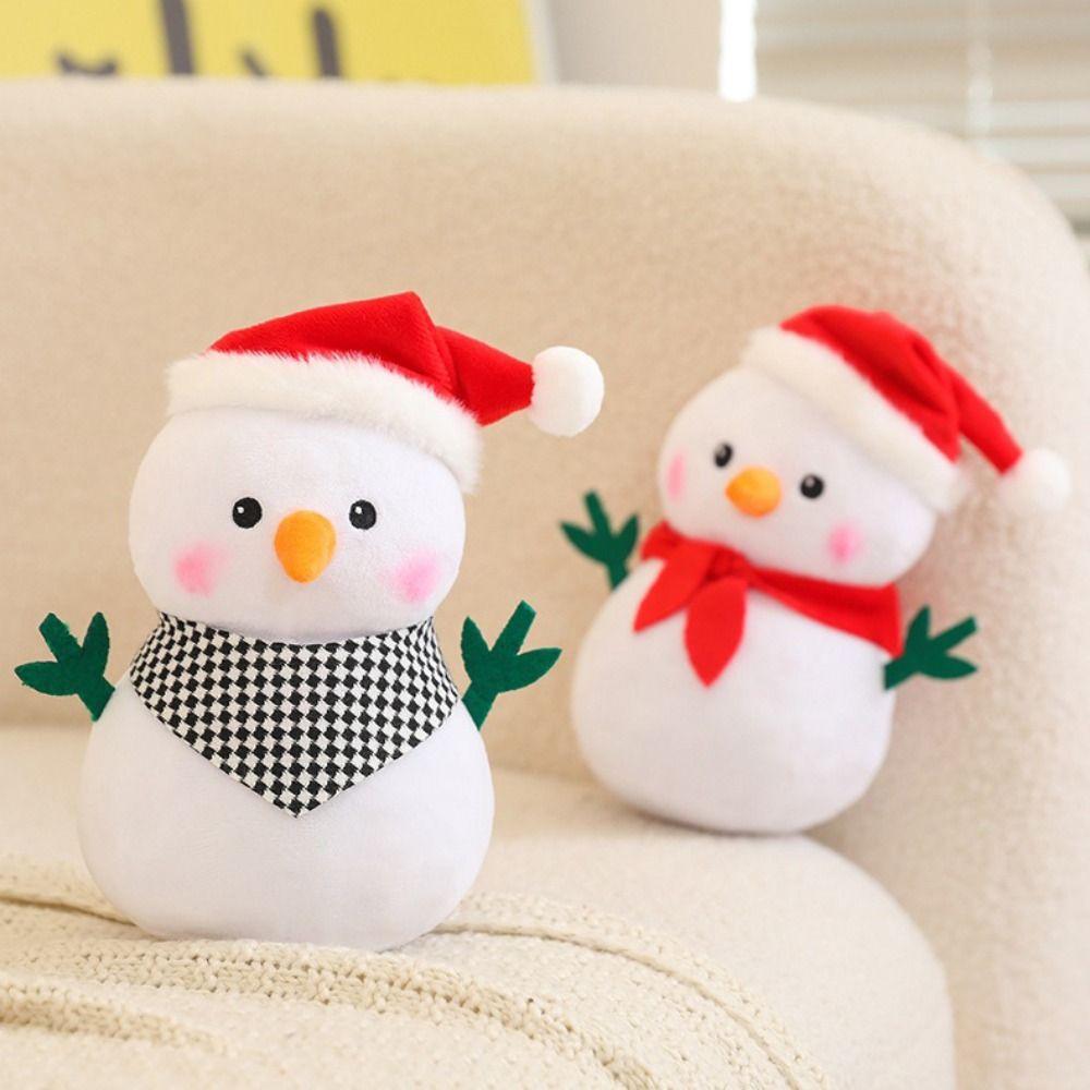 Fluffy Snowman Plush Toy Cartoon Xmas Ornament Creative Christmas Snowman Pendant  Christmas Gift