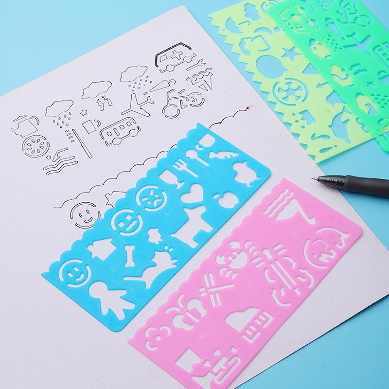 4PCS Ruler Drawing Painting DIY Template Board Plastic Ruler Art Craft Juguetes Office Cultural Educational Supplies TMZ